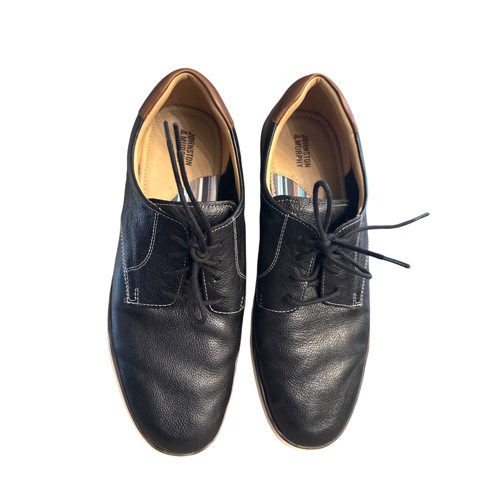 Johnston & Murphy McGuffey Black Leather Plain Toe Shoes 59-2485 Mens 11.5 M